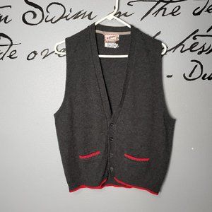 Vintage 60s Men's Sweater Vest, Black & Red, M